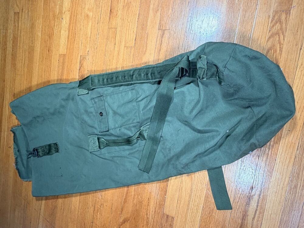 Large Olive Green Military-Style Canvas Gear Duffel Bag 40”